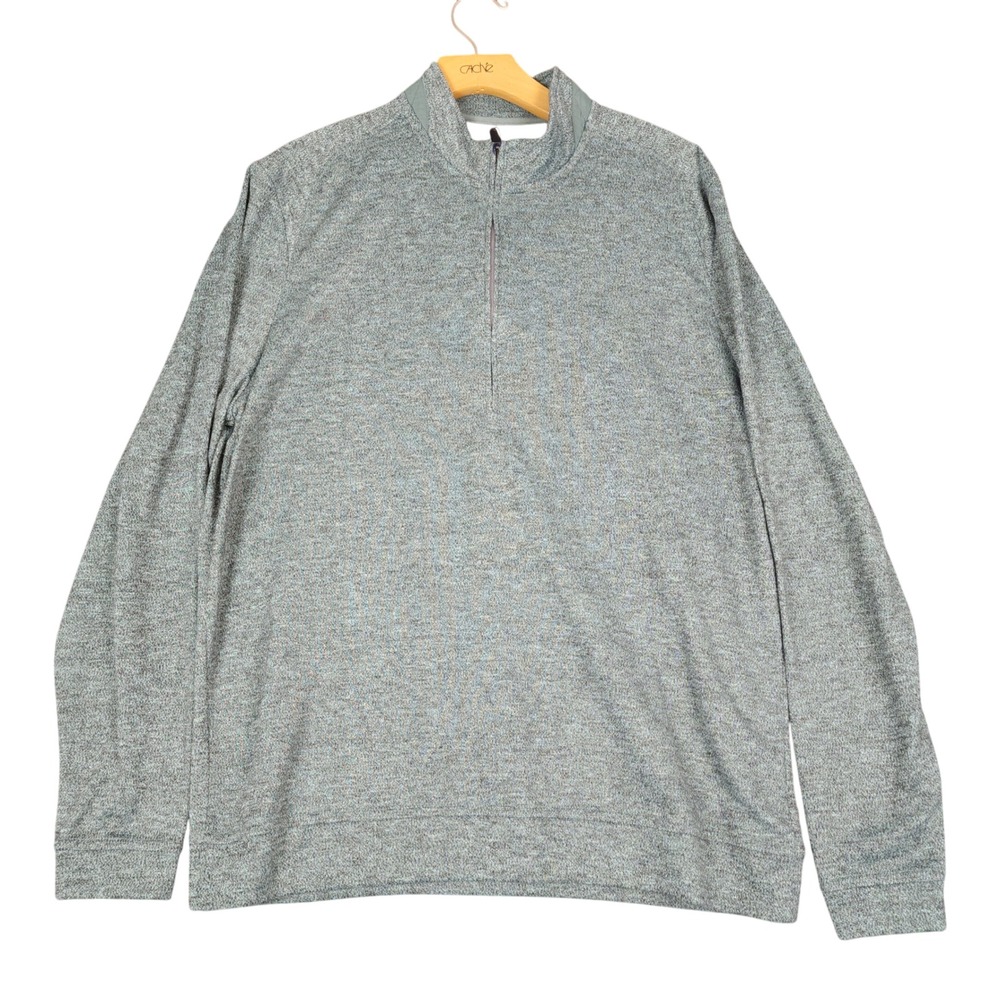 Johnnie O Men's Quarter Zip Pullover Sweater L Heathered Gray‎ Polyester Casual